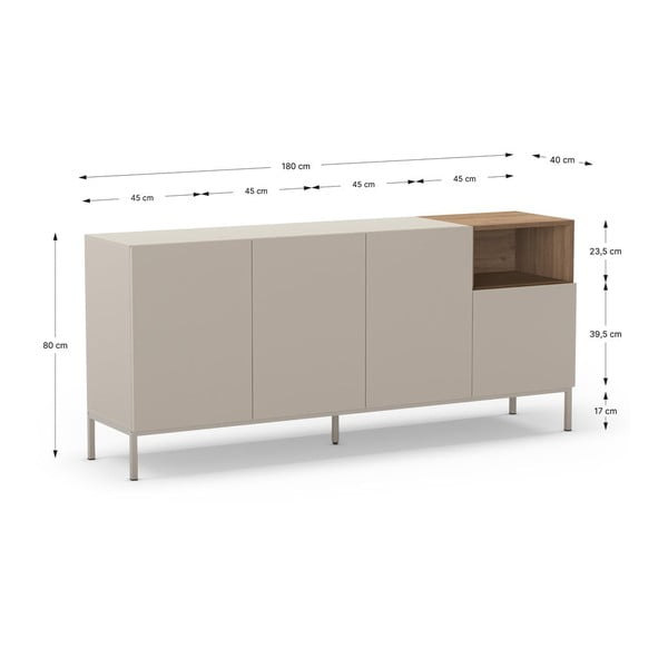 Šoninė spintelė natūralios spalvos 180x80 cm Cailin – Marckeric-image-4