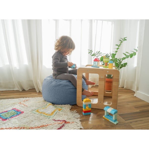 Vaikiškas pufas pilkos spalvos iš boucle Blue – Really Nice Things-image-1