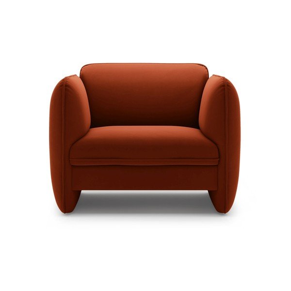 Raudonos plytų spalvos krėslas iš velveto Georgia – Micadoni -image-2