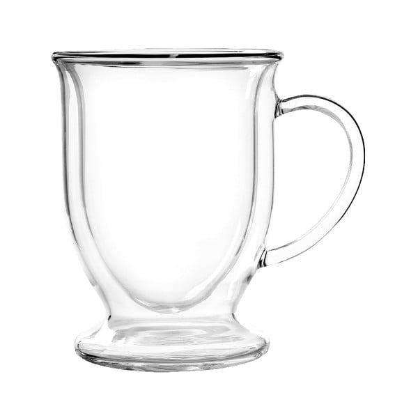 2 dvigubų stiklo latte kavos puodelių rinkinys Vialli Design, 250 ml