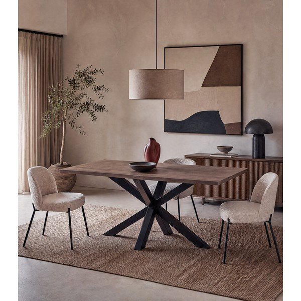 Valgomojo stalas su riešutmedžio stalviršiu 100x180 cm Comba - Marckeric-image-1
