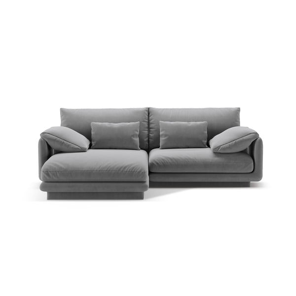 Iš velveto kampinė sofa šviesiai pilkos spalvos (su kairiuoju kampu/su gultu) Torino – Micadoni 