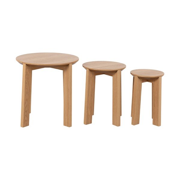 3 apvalių ąžuolinių staliukų rinkinys ø 50 cm Maxime - Actona-image-4