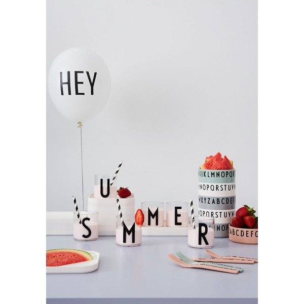 4 dalių rožinės spalvos vaikiškų stalo įrankių rinkinys Design Letters-image-1