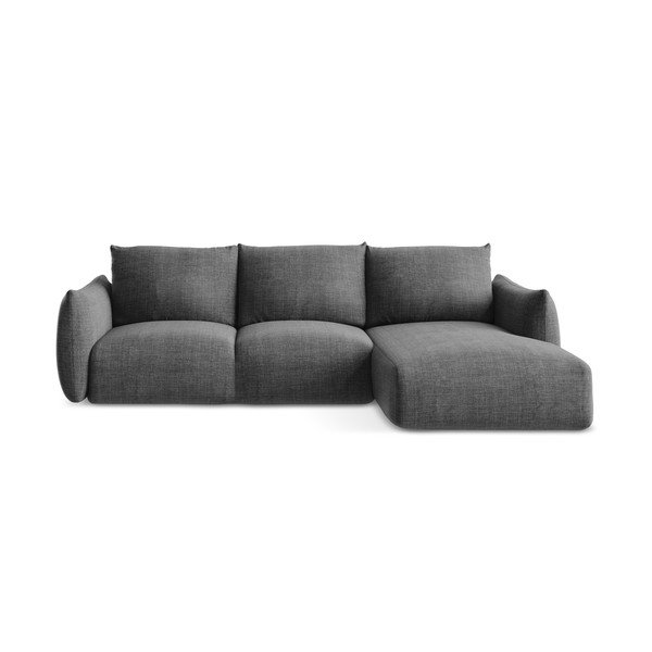 Tamsiai pilkos spalvos sulankstoma kampinė sofa (su dešiniuoju kampu/su gultu) Leila – Makamii
