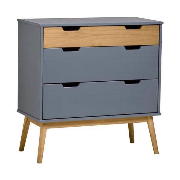 Pilka pušies masyvo komoda Marckeric Baku, aukštis 82 cm-image-2