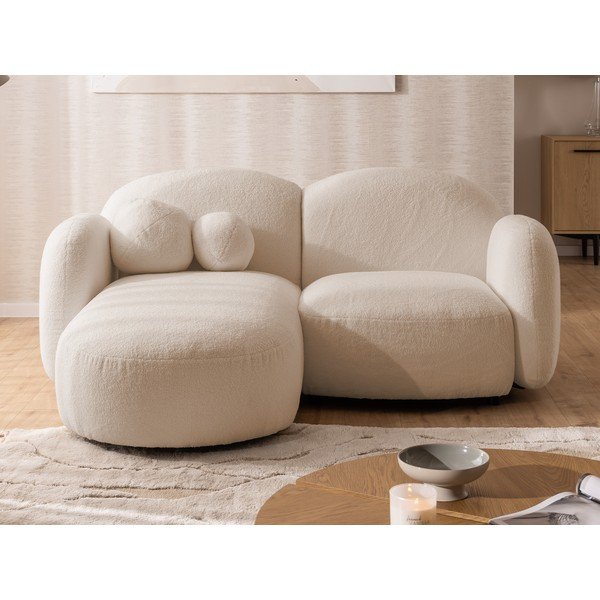 Šviesiai rudos spalvos kampinė sofa iš boucle (su kairiuoju kampu/su gultu) Orbit – Ropez-image-1