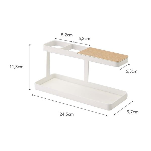 Baltas daugiafunkcinis stovas su buko medienos detalėmis YAMAZAKI Tower Desk Bar-image-2