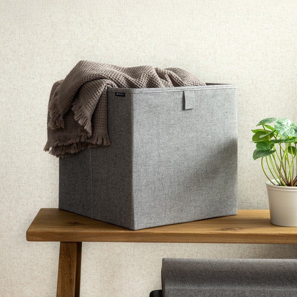 Pilkos spalvos iš tekstilės daiktadėžė 32x31,5x31,5 cm Soft Storage Cube – Bigso-image-1