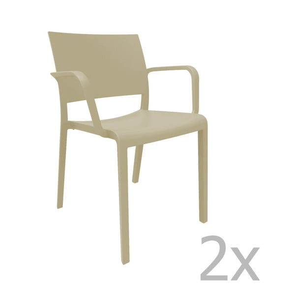 2 smėlio rudos spalvos sodo kėdžių rinkinys "Resol Fiona" Naujas