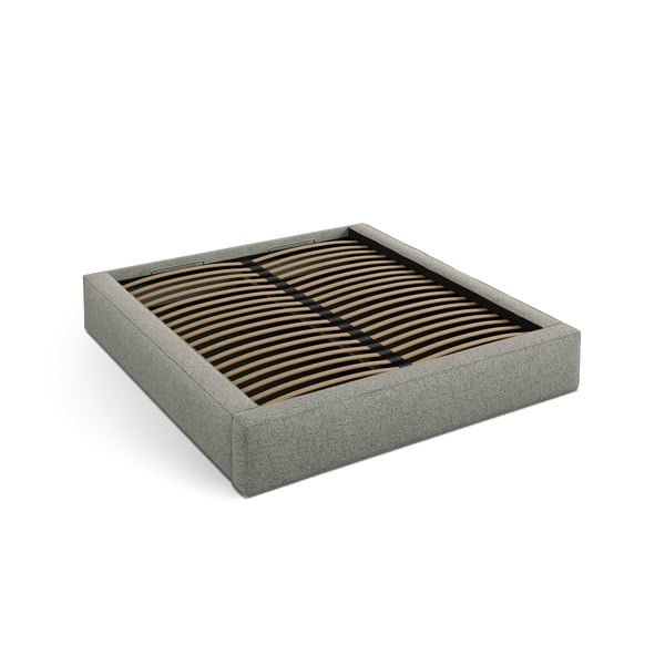 Žalios spalvos dvigulė lova audiniu dengta su sandėliavimo vieta su lovos grotelėmis 180x200 cm Simon Darren – Micadoni -image-2