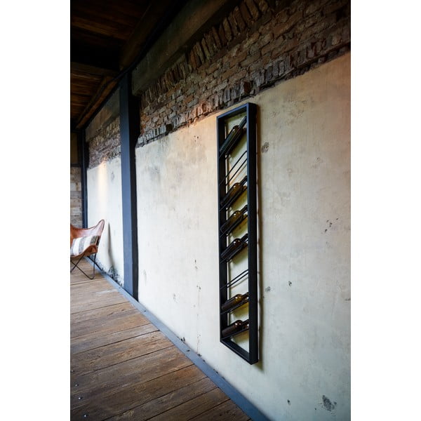 Sieninė iš metalo vyno lentyna juodos spalvos butelių skaičius 8 36x160x6 cm Malbeo – Light & Living-image-2