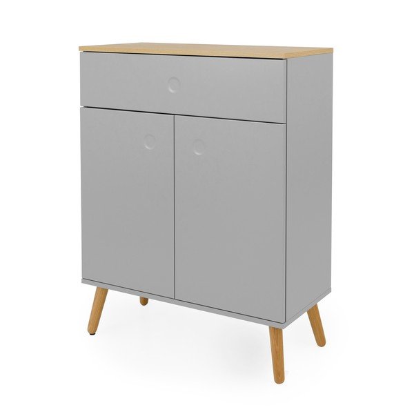 Pilka komoda su ąžuolinėmis kojomis Tenzo Dot, plotis 79 cm-image-1
