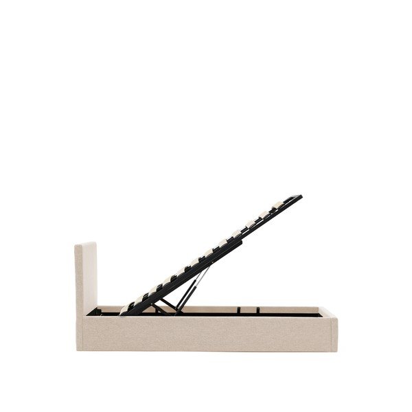 Smėlio spalvos viengulė lova audiniu dengta su sandėliavimo vieta su lovos grotelėmis 90x200 cm Nahiri – Kave Home-image-3
