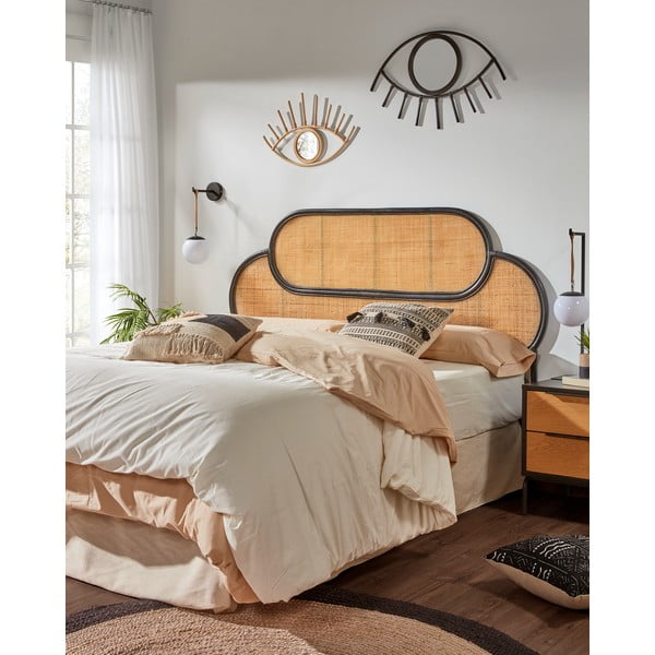 Rotango lovos galvūgalis su juodomis detalėmis Kave Home Lalita, 170 x 120 cm-image-1