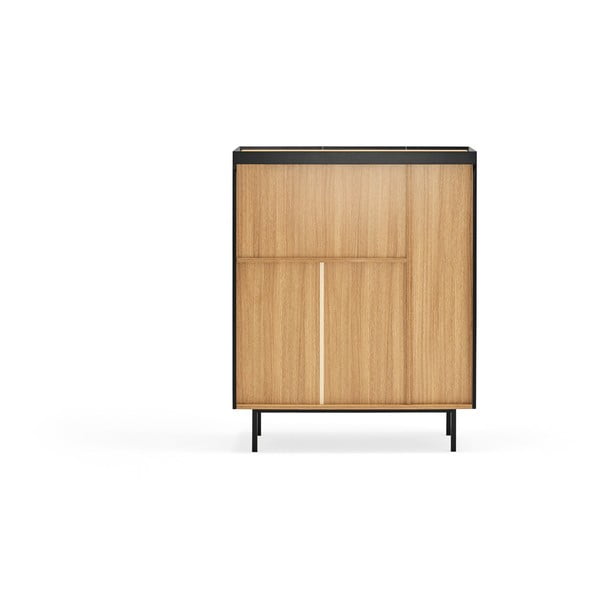 Aukšta šoninė spintelė juodos spalvos iš ąžuolo 95x120 cm Arista – Teulat-image-4