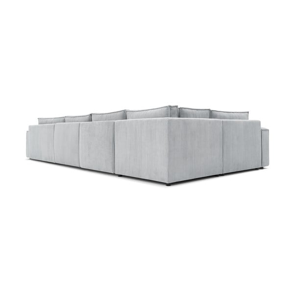 Kampinė sofa šviesiai pilkos spalvos iš kordinio velveto (su kairiuoju kampu) Nihad modular – Bobochic Paris-image-4