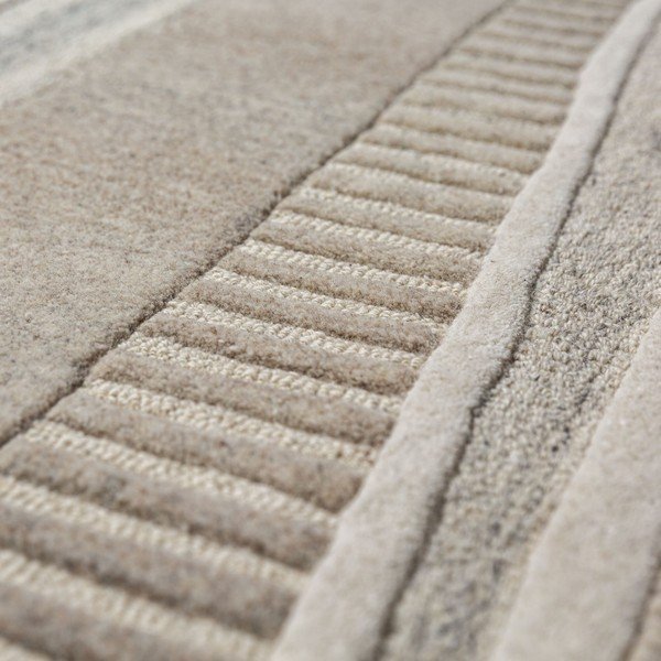 Rankų darbo pilkai smėlinės spalvos iš vilnos kilimas 140x200 cm Lira  – Flair Rugs-image-4