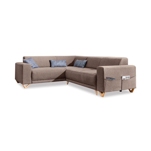 Rudos spalvos sulankstoma/su sandėliavimo vieta kampinė sofa (su kairiuoju kampu/„L“ formos) Classy Sophie – Miuform