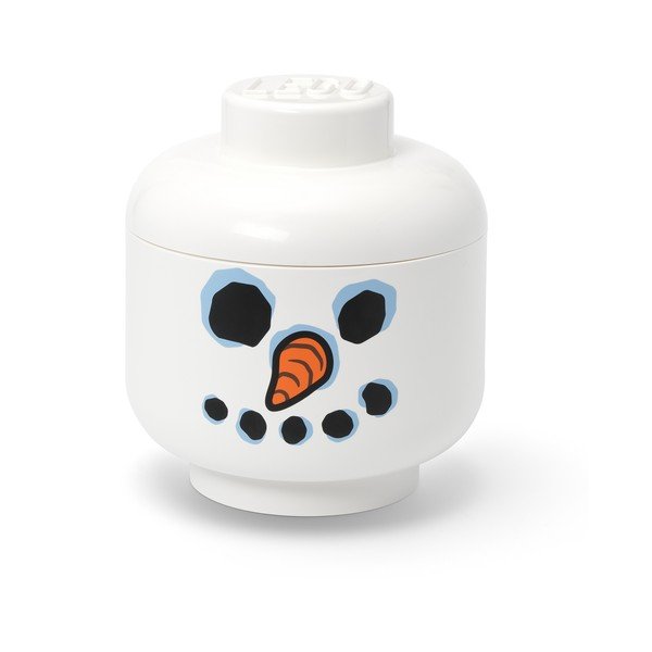 Baltos spalvos plastikinė vaikiška daiktadėžė ø 24x27 cm Head Snowman L – LEGO®