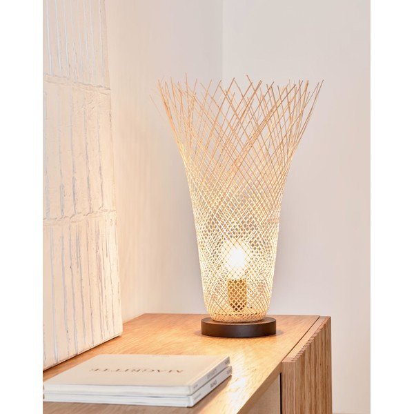 Natūralios spalvos bambuko stalinė lempa su bambuko atspalviu (aukštis 50 cm) Citalli - Kave Home-image-1