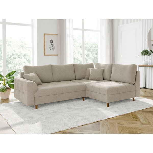 Smėlio spalvos iš boucle kampinė sofa (su dešiniuoju kampu/„L“ formos) Ariella – Ropez-image-3