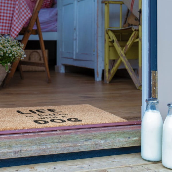 Iš kokoso pluošto grindų kilimėlis 40x60 cm Life Is Better With a Dog – Artsy Doormats-image-4