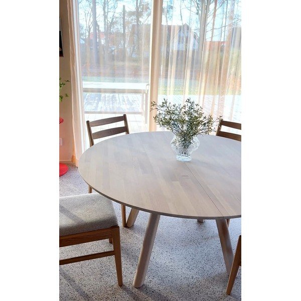 Iš ąžuolo masyvo apvalios formos prailginamas valgomojo stalas ø 140 cm Clapperton – Rowico-image-3