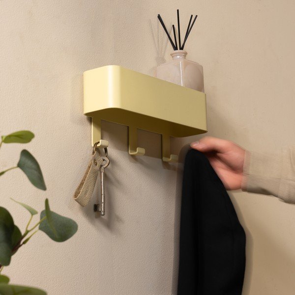 Šviesiai geltonos spalvos iš plieno sieninė lentyna su lentyna 27 cm Dax Play – Spinder Design-image-3
