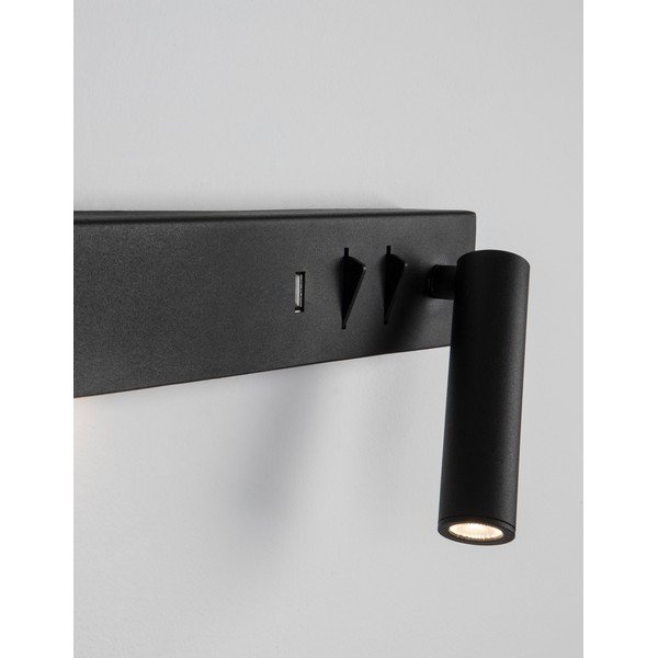 Matinės juodos spalvos iš metalo sieninė lempa LED su sulankstoma konstrukcija/su USB portu Vida – Nova Luce-image-1