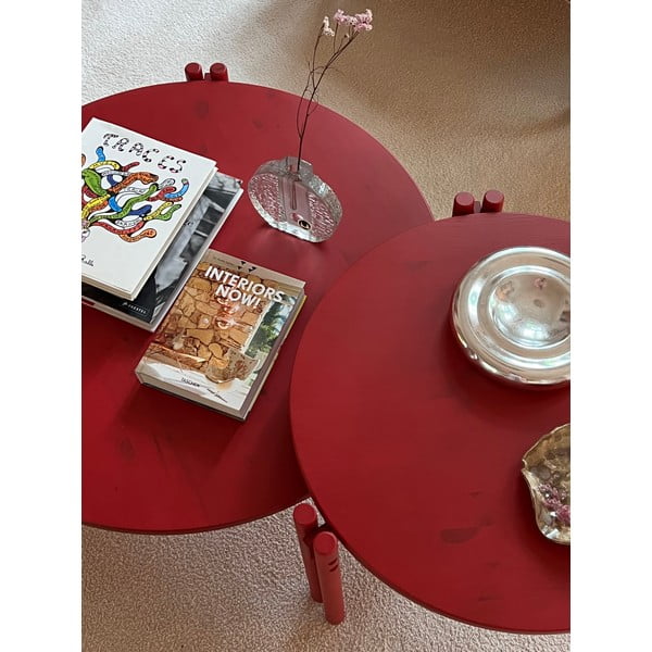 Apvalios formos kavos staliukas iš pušies masyvo žalios spalvos ø 60 cm Sticks – Karup Design-image-4