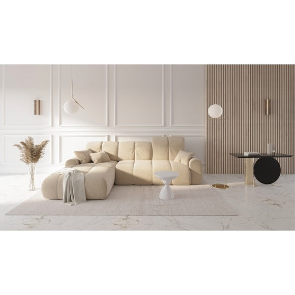 Smėlio spalvos kampinė sofa-lova Devichy Tous, kairysis kampas-image-1