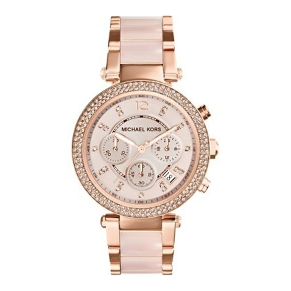 Moteriškas rožinis laikrodis su rožinio aukso detalėmis Michael Kors Blush