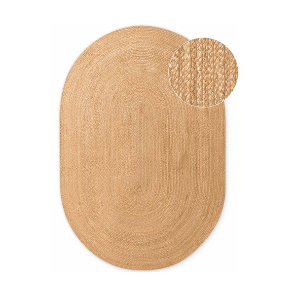 Apverčiamas/rankų darbo natūralios spalvos iš džiuto kilimas 160x230 cm Braided – Hanse Home