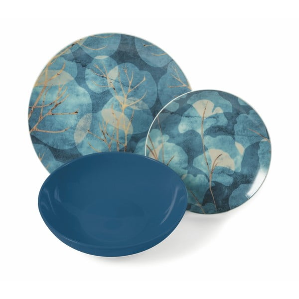 18 dalių mėlyno porceliano ir akmens masės lėkščių rinkinys VDE Tivoli 1996 Dream-image-1