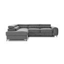 Pilkos spalvos iš velveto sulankstoma/su sandėliavimo vieta kampinė sofa (su kairiuoju kampu/„L“ formos) Laurence – ELTAP