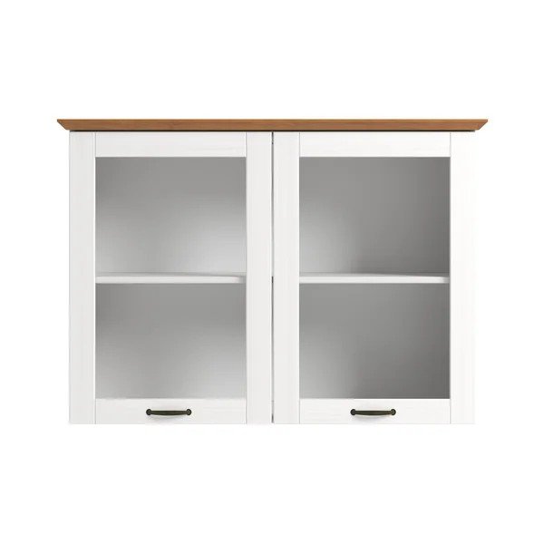 Baltos spalvos/gintarinės spalvos iš pušies masyvo pakabinama vitrina 105x80x35 cm Teramo – Støraa