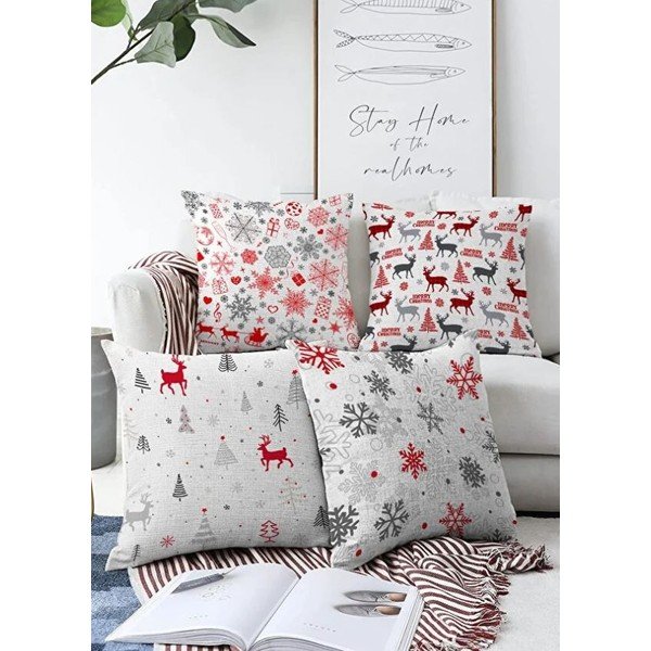 Dekoratyviniai pagalvių užvalkalai 4 vnt. su Kalėdų motyvu 43x43 cm Merry Christmas – Mila Home-image-2