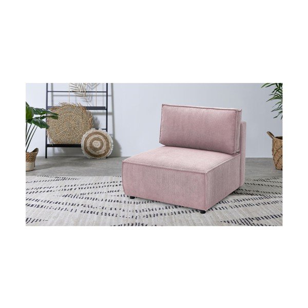 Modulinė sofa šviesiai rožinės spalvos iš kordinio velveto (modulinė) Nihad modular – Bobochic Paris-image-1