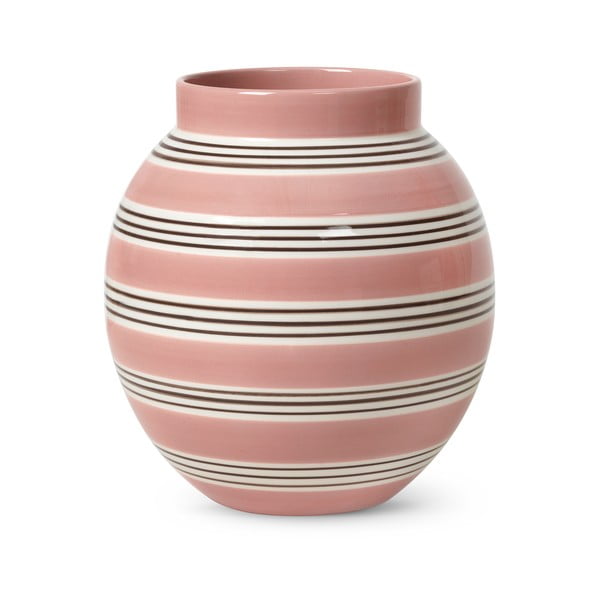 Rožinės ir baltos spalvos porcelianinė vaza Kähler Design Nuovo, aukštis 20,5 cm
