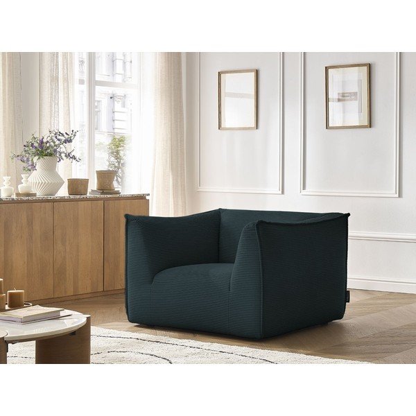 Tamsiai mėlynos spalvos krėslas iš kordinio velveto Giorgia – Bobochic Paris-image-1