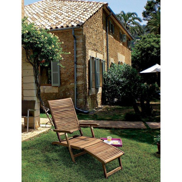 Natūralios spalvos medžio masyvo sodo šezlongas Noemi – Bizzotto-image-1