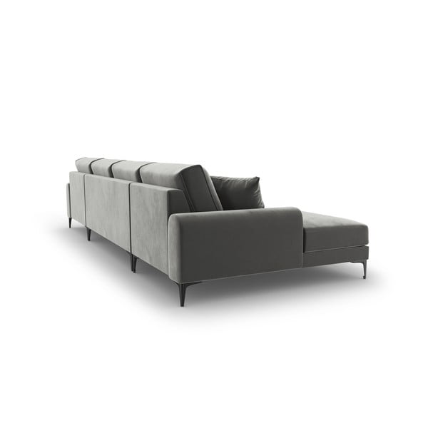 Šviesiai pilka aksominė U formos sofa Mazzini Sofas Madara-image-3
