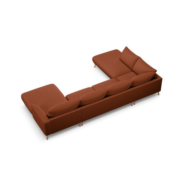 Terakotos spalvos kampinė sofa („U“ formos) Naomi – Micadoni -image-2