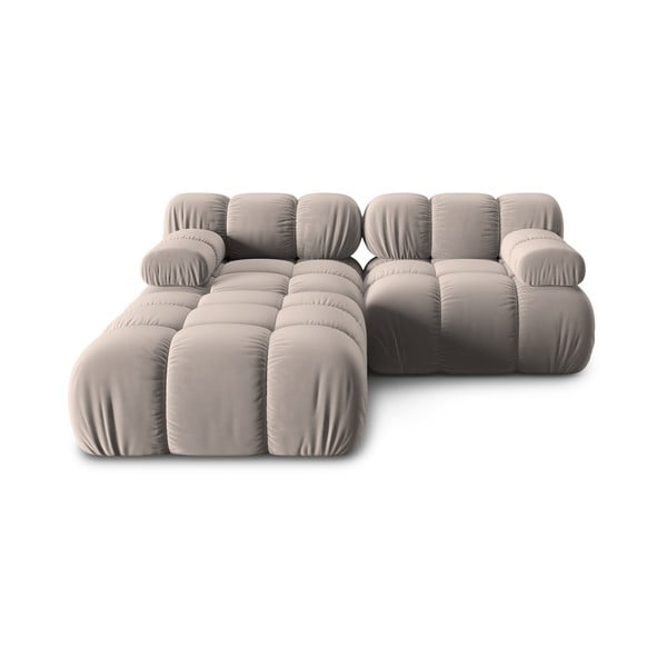 Iš velveto modulinė kampinė sofa šviesiai rudos spalvos (kintama) Bellis – Micadoni 