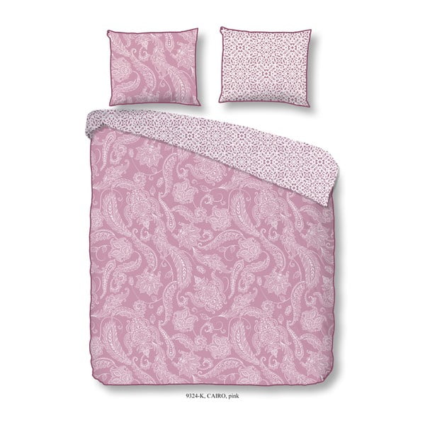 Rožinė medvilninio satino patalynė dvivietei lovai Descanso Cairo Pink, 200 x 200 cm
