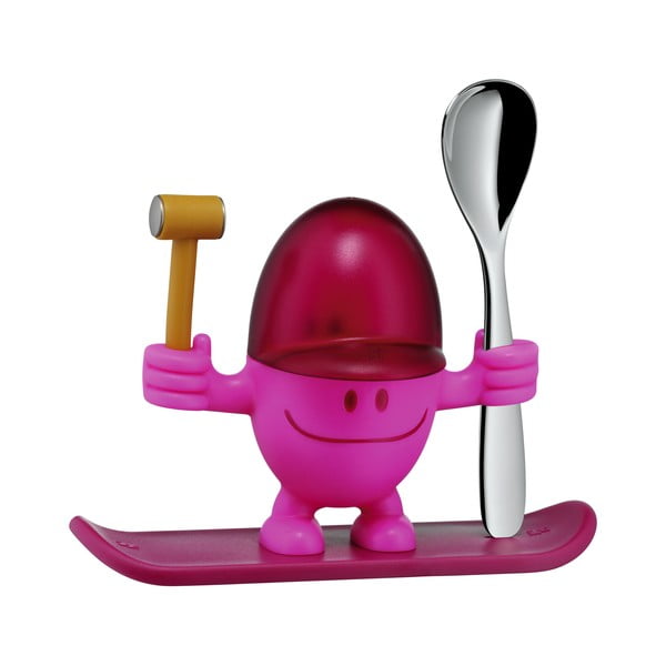 Raudonos ir rožinės spalvos kiaušinių laikiklis su šaukštu WMF Cromargan® Mc Egg