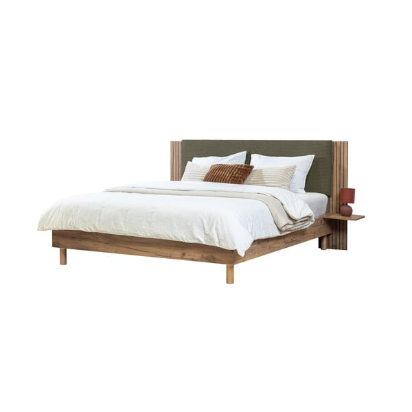 Dvigulė lova žalios spalvos su lovos grotelėmis 140x190 cm Lior – Bobochic Paris