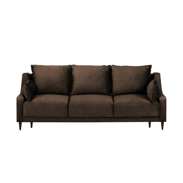 Ruda aksominė sofa-lova su patalynės dėže Mazzini Sofas Freesia, 215 cm