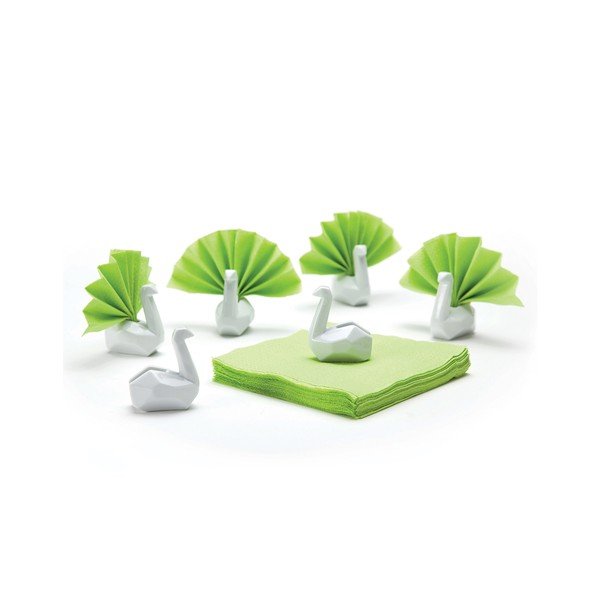 Keraminių servetėlių laikiklių rinkinys, Servetėlių gulbė 6 vnt., baltas-image-2